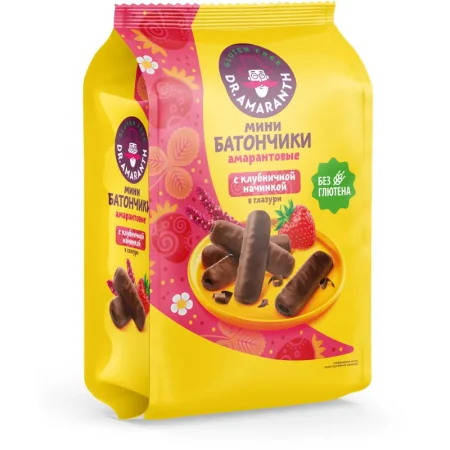 Батончик мини Dr.Amaranth с клубничной начинкой в глазури 100 г
