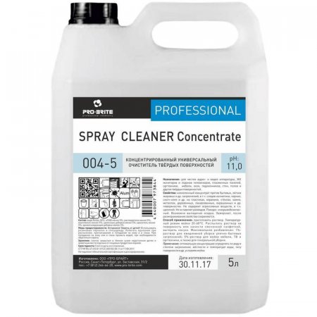 Профессиональное концентрированное щелочное универсальное средство для твердых поверхностей Pro-Brite Spray Cleaner Concentrate 5 литров