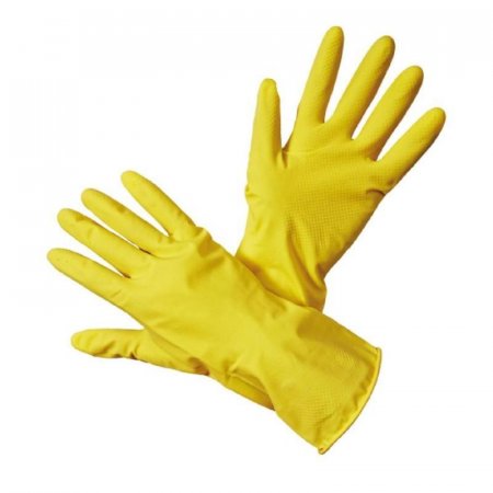 Перчатки латексные с хлопковым напылением желтые (размер 8, М)