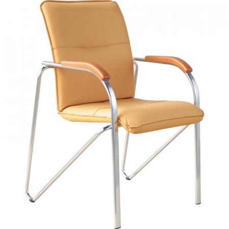 Конференц-кресло Samba бежевый/бук (искусственная кожа, металл хромированный)