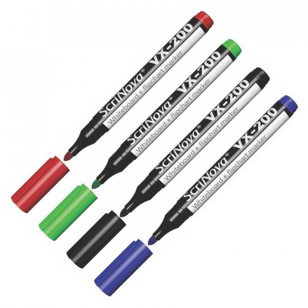 Набор маркеров для досок и флипчарт ScriNova VX-200 (толщина линии 1-3 мм, 4 штуки в упаковке)