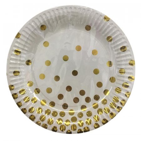 Тарелка одноразовая Веселый хоровод Золотые брызги бумажная 18 см (6  штук в упаковке)