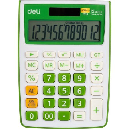 Калькулятор настольный Deli E1238 12-разрядный зеленый 145х104x27 мм