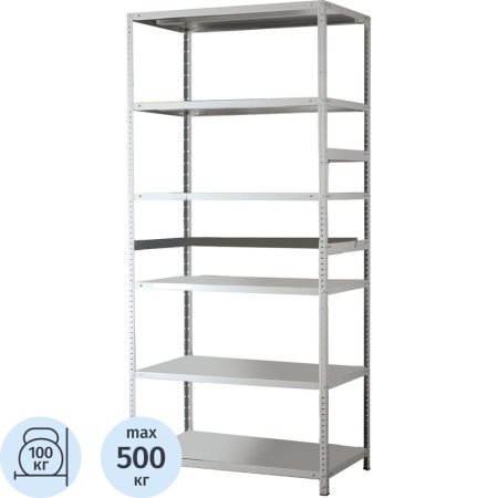 Стеллаж металлический MS 200/100х40/6 (6 полок, 1000х400х2000 мм)
