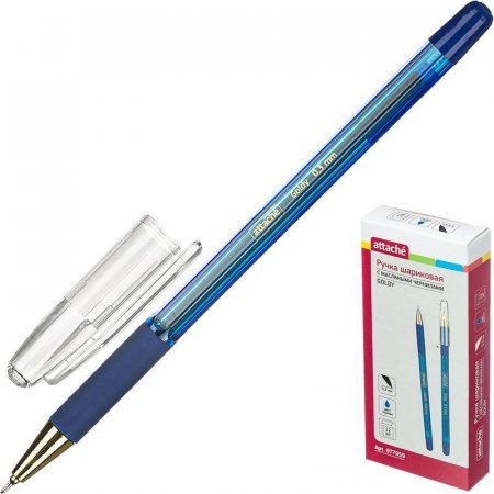 Ручка шариковая масляная с манжеткой Attache Goldy синяя (толщина линии 0.3 мм)