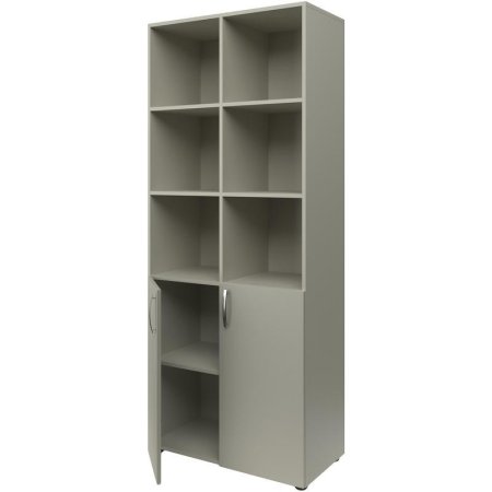 Шкаф для учебных пособий полуоткрытый с ячейками (серый, 800х420х1950 мм)