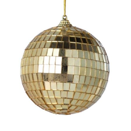Новогоднее украшение Шар Золотой Блеск стекло/пенопласт золотистый  (диаметр 8 см)
