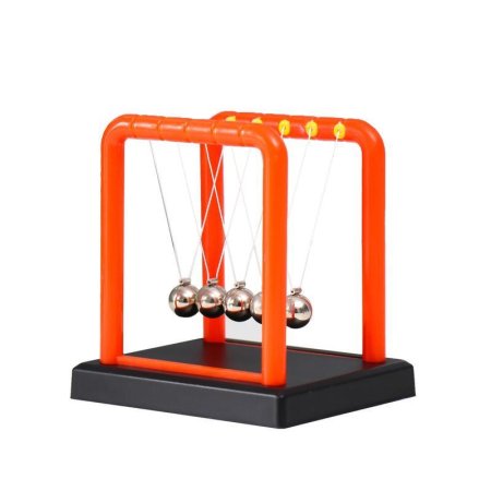 Настольный маятник-антистресс пластик Шары Ньютона яркий оранж 9.5х7.5х9  см