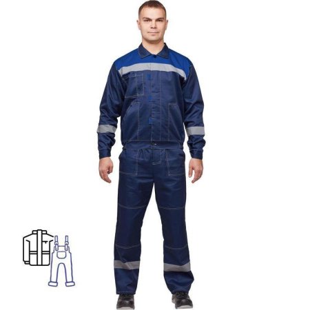 Костюм рабочий летний мужской л20-КПК синий/васильковый с СОП (размер  44-46, рост 170-176)