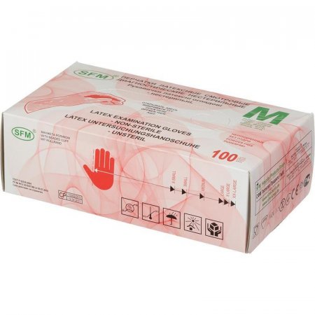 Перчатки медицинские смотровые латексные SFM текстурированные нестерильные неопудренные размер M (100 штук в упаковке)
