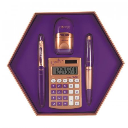Набор подарочный канцелярский Milan Copper фиолетовый (210x30x180 мм)
