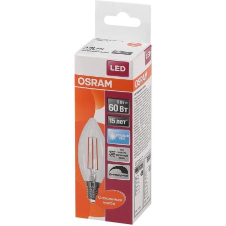 Лампа светодиодная Osram 5 Вт Е14 (В, 4000 К, 520 Лм, 220 В,  4058075230385)