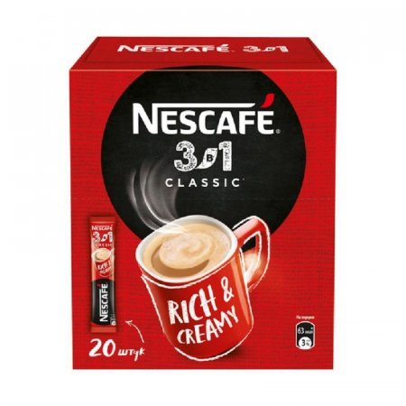 Кофе порционный растворимый Nescafe 3 в 1 классический 20 пакетиков по 14.5 г