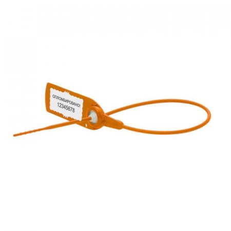 Пломба пластиковая универсальная номерная Авангард 220 мм оранжевая (100 штук в упаковке)