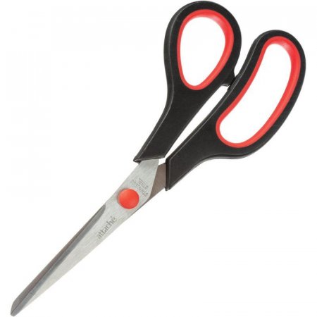 Ножницы Attache Economy 190 мм с пластиковыми прорезиненными анатомическими ручками красного/черного цвета