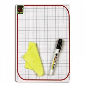 Доска-планшет пластиковая маркерная Attache А4 белая/клетка (с маркером и салфеткой, красная рамка)