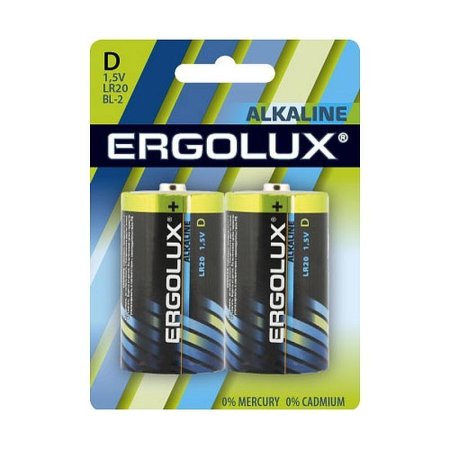 Батарейка D (LR20) Ergolux (2 штуки в упаковке)