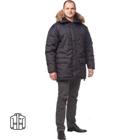 Куртка рабочая зимняя мужская Аляска черная (размер 44-46, рост 182-188)