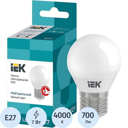 Лампа светодиодная IEK LLE-G45-7-230-40-E27 7 Вт Е27 Р 4000 К 700 Лм