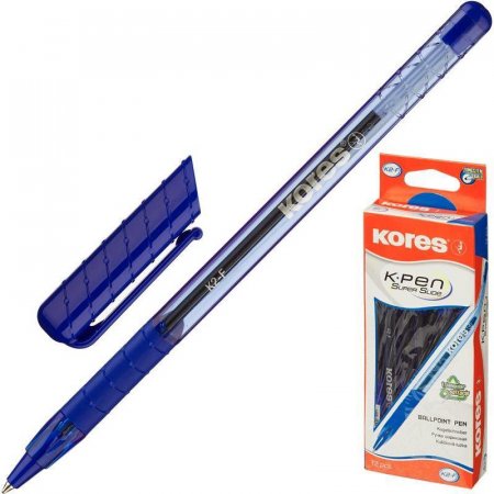 Ручка шариковая Kores K2 трехгранный корпус синяя (толщина линии 0.5 мм)