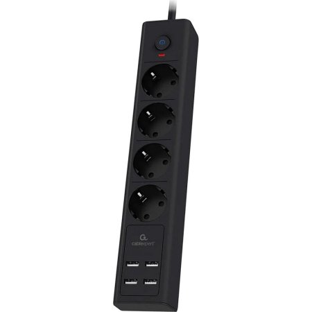 Сетевой фильтр Cablexpert Exnovo на 4 розетки 2 метра + 4 USB  (EXN-4-U4-B-2)