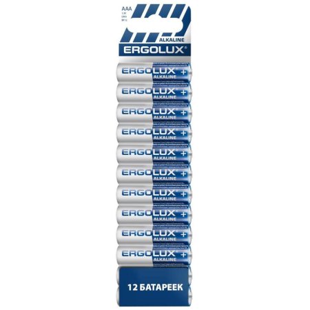 Батарейка AAA (мизинчиковая) Ergolux (12 штук в упаковке)