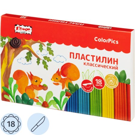 Пластилин классический Комус Класс (№1 School) ColorPics 18 цветов 360  грамм