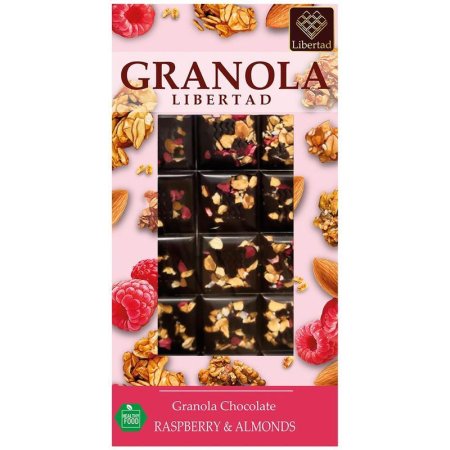 Шоколад Подарочный Granola Libertad  горький с гранолой, малиной и  миндалем 80