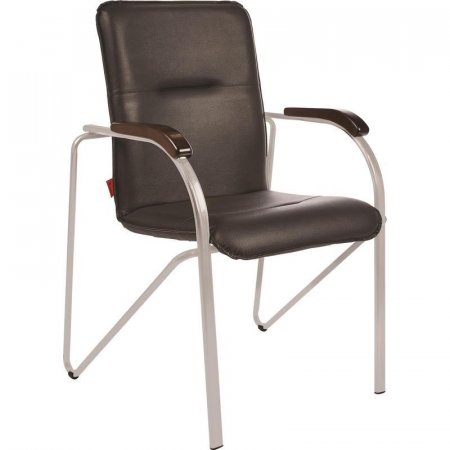 Конференц-кресло Samba silver черное/орех (искусственная кожа, металл серебряный)
