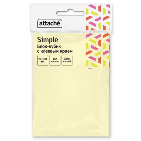 Стикеры Attache Bright colours 76х101 мм пастельные желтые (1 блок,100  листов)
