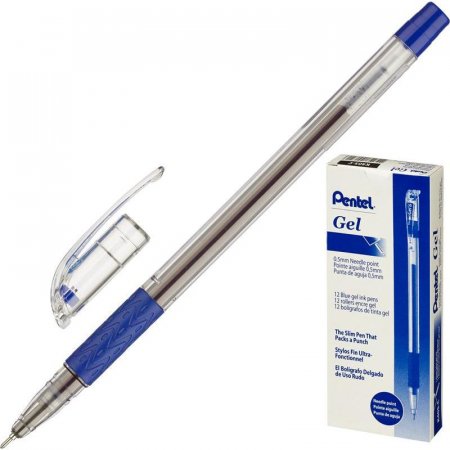 Ручка гелевая Pentel синяя (толщина линии 0,25 мм)