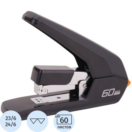 Степлер мощный Deli E0465BLACK Expert до 60 листов черный (скобы № 23/6,  23/8,  23/10, 23/13, 24/6, энергосберегающий)