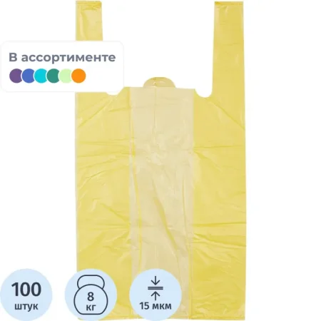 Пакет-майка ПНД 15 мкм  (35+20х65 100 штук в упаковке)