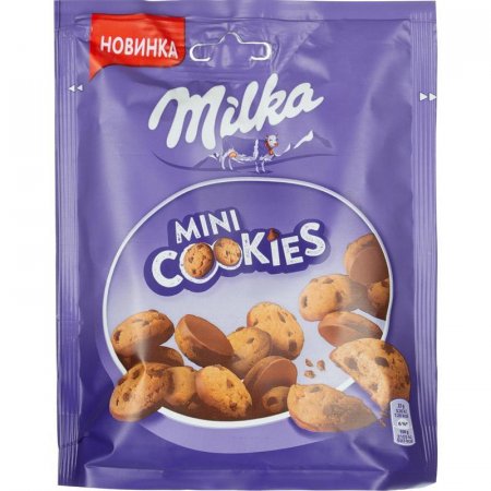 Печенье песочное Milka Mini cookies с шоколадными кусочками 100 г
