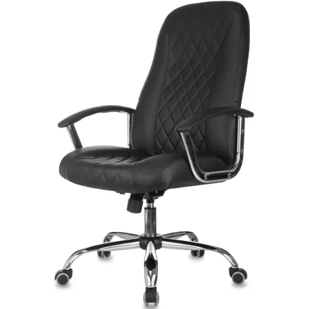 Кресло для руководителя Комус Мебель EChair 658 чёрное (экокожа, металл)