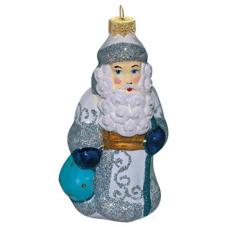 Елочная игрушка Дед Мороз с посохом стекло в ассортименте (высота 12 см)