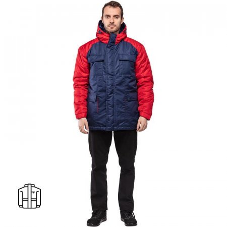 Куртка рабочая зимняя мужская з41-КУ синий/красная (размер 44-46, рост  182-188)