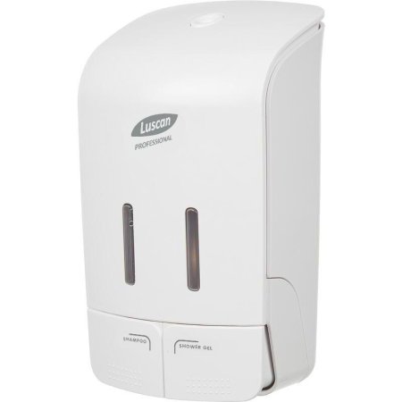 Двухкамерный дозатор для жидкого мыла/геля/шампуня Luscan Professional  Etalon пластиковый белый 2x0,55 л