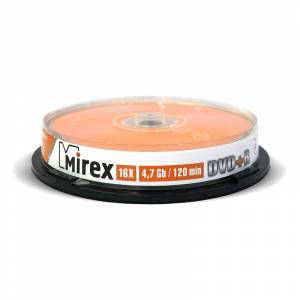 Диск DVD+R Mirex 4,7 GB 16x (10 штук в упаковке)
