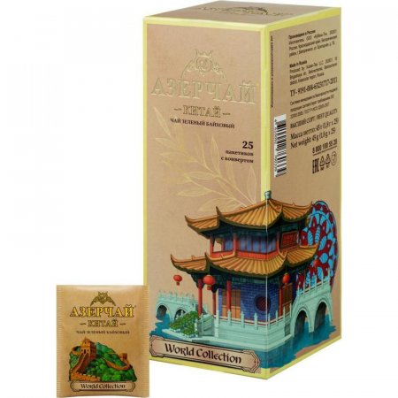 Чай Азерчай World collection Китай зеленый 25 пакетиков