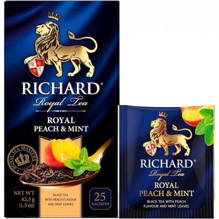 Чай Richard Royal Peach & Mint черный с персиком и мятой 25  пакетиков