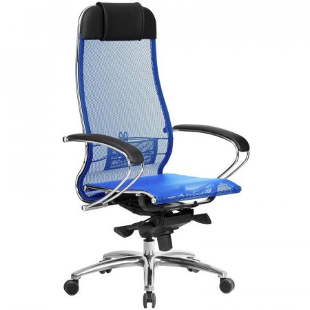Кресло для руководителя Метта Samurai S-1.04 синее (сетка/искусственная кожа/металл)