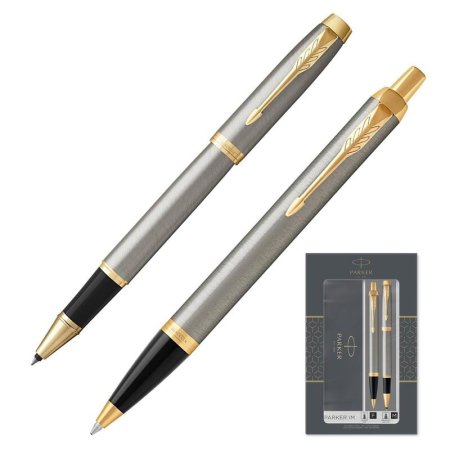 Набор пишущих принадлежностей Parker IM Brushed Metal GT (шариковая  ручка, роллер, артикул производителя 2093217)