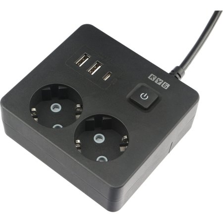 Удлинитель Power Cube 2 розетки USB 1,9 м с заземлением и выключателем  (PC-1B-2M)
