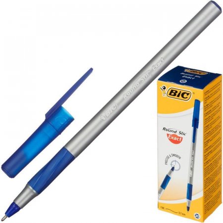 Ручка шариковая BIC Round Stic Exact синяя (толщина линии 0.35 мм)