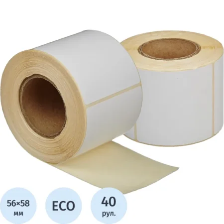 Термоэтикетки 56х58 мм ЭКО (диаметр втулки 40 мм, 40 рулонов по 450  этикеток)