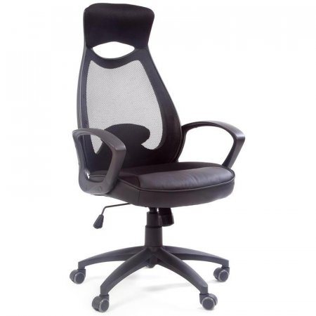 Кресло для руководителя Chairman 840 черное (искусственная кожа/сетка/ткань, пластик)