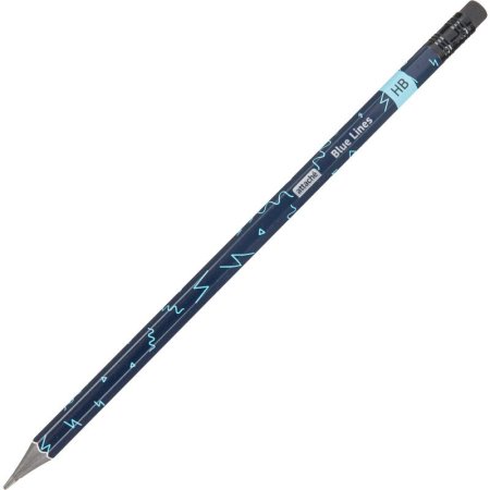 Карандаш чернографитный HB с ластиком Attache Blue Lines заточенный  шестигранный