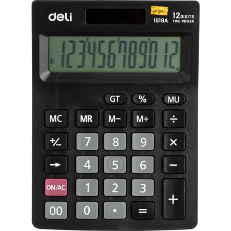 Калькулятор настольный Deli E1519A 12-разрядный черный 205х132х105 мм