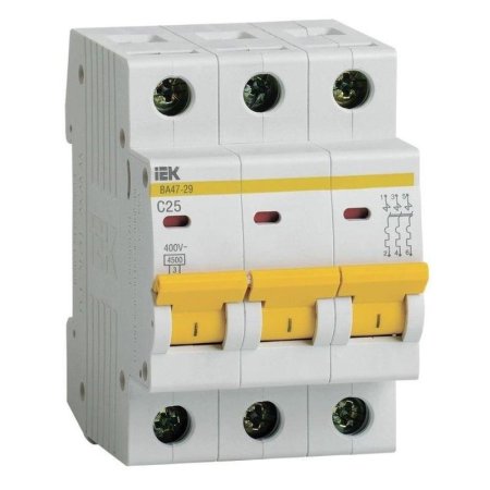 Выключатель автоматический модульный IEK ВА47-29 3п 25А C 4500А  (MVA20-3-025-C)